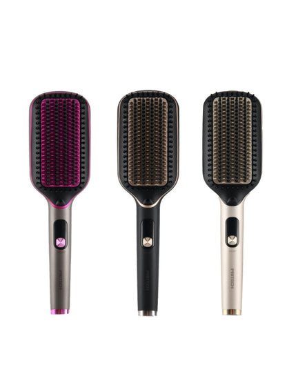 Black and gold Trendsi fast heating anti-scald straightening comb with European plug, designed for safe, efficient hair styling.