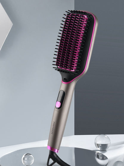 Trendsi black and gold fast-heating anti-scald straightening comb with European plug for safe, efficient hair styling.