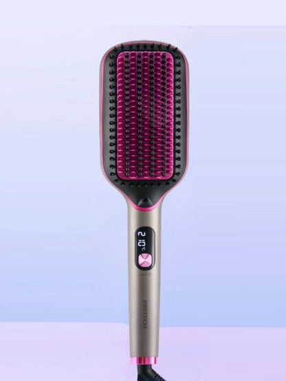 Trendsi black and gold fast heating anti-scald straightening comb with European plug, designed for safe, efficient hair styling.
