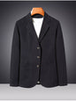 Black men's plus size lapel collar blazer with long sleeves, stylish and tailored for a professional look.
