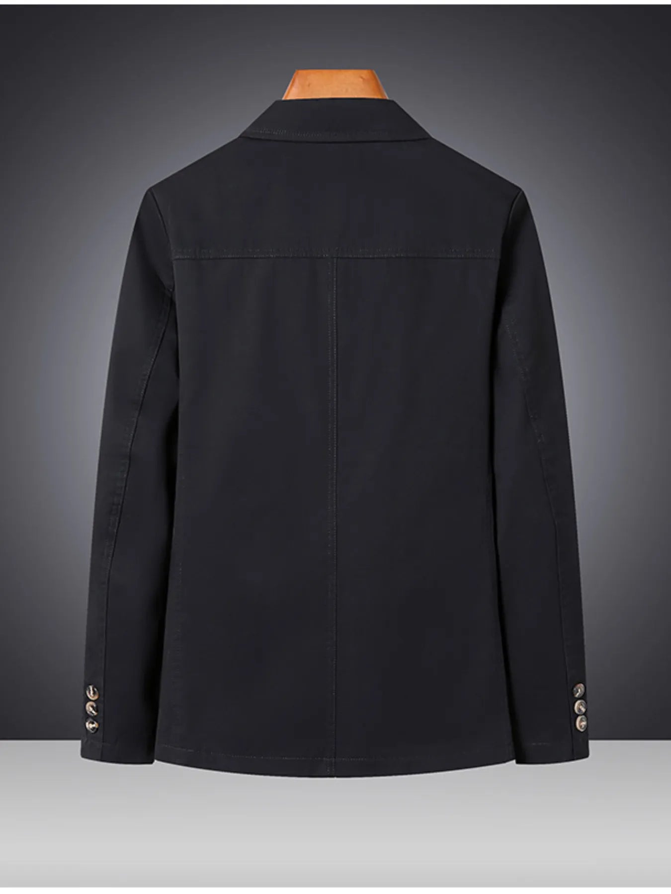Men's plus size black blazer with lapel collar and long sleeves, stylish blazer by Trendsi.