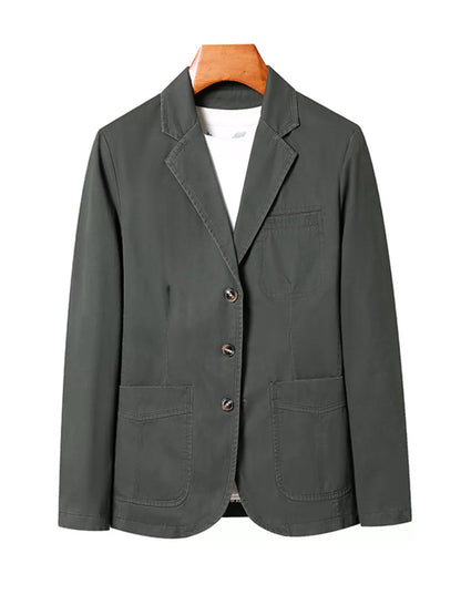 Plus size men's black blazer with lapel collar and long sleeves, stylish and tailored for a modern look