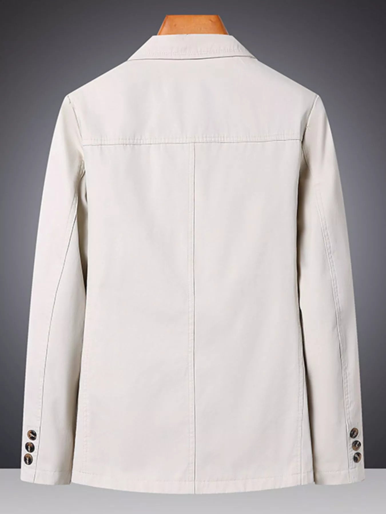 Plus size men's black blazer with lapel collar and long sleeves, stylish men's fashion blazer by Trendsi.