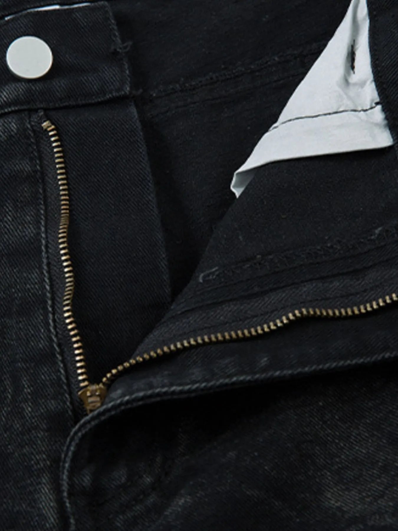 Men's black wide leg jeans with ruched detail, stylish Trendsi denim pants, casual fit, front and back view.