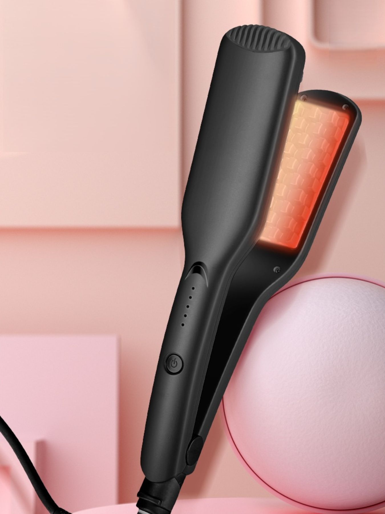 Black adjustable temperature hair straightener by Trendsi with North American plug, featuring sleek design and ceramic plates.