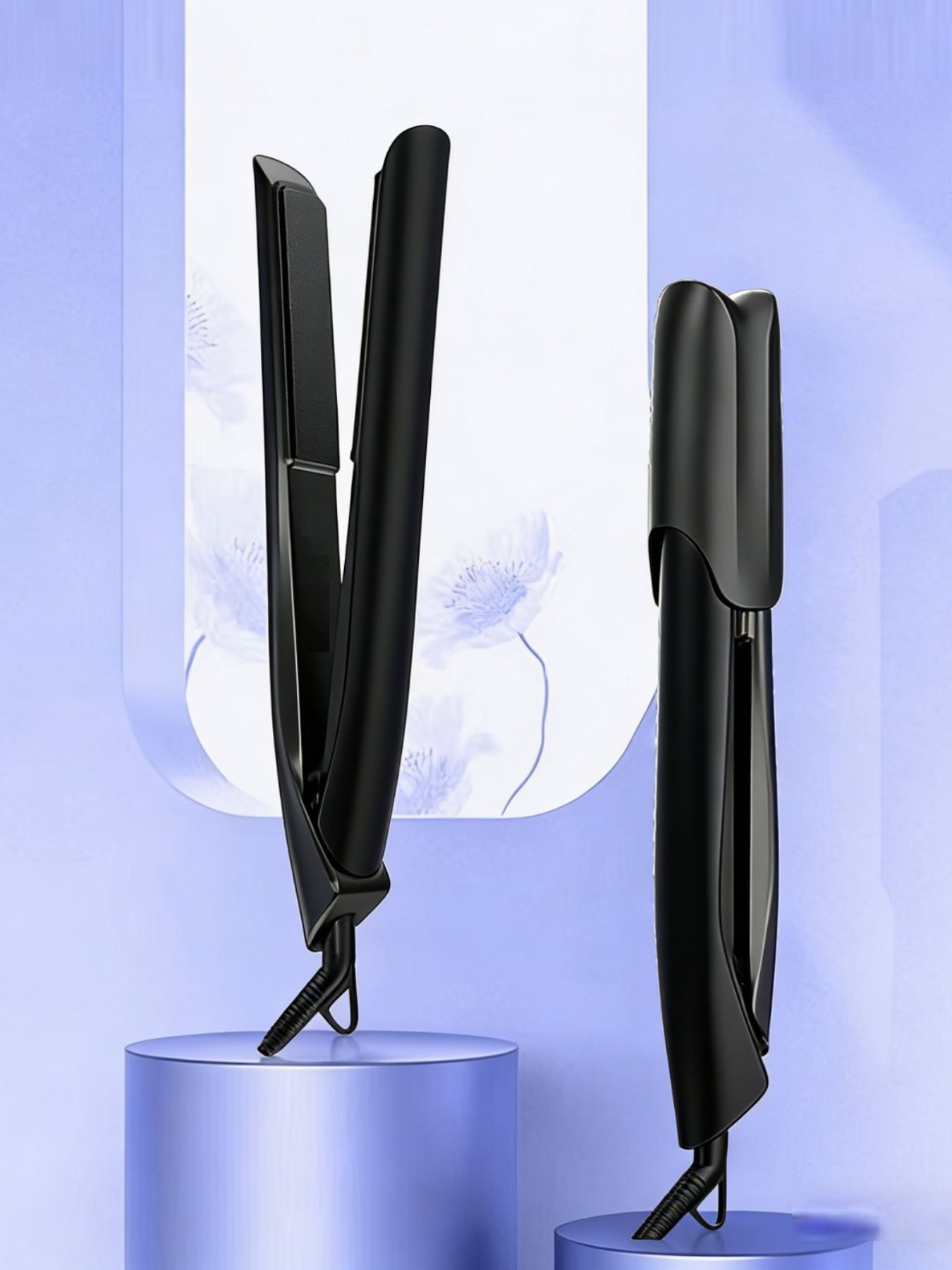 Black adjustable temperature hair straightener with North American plug from Trendsi, designed for sleek, straight hair styling.
