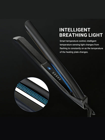 Black adjustable temperature hair straightener by Trendsi with North American plug, featuring ceramic plates for smooth styling.