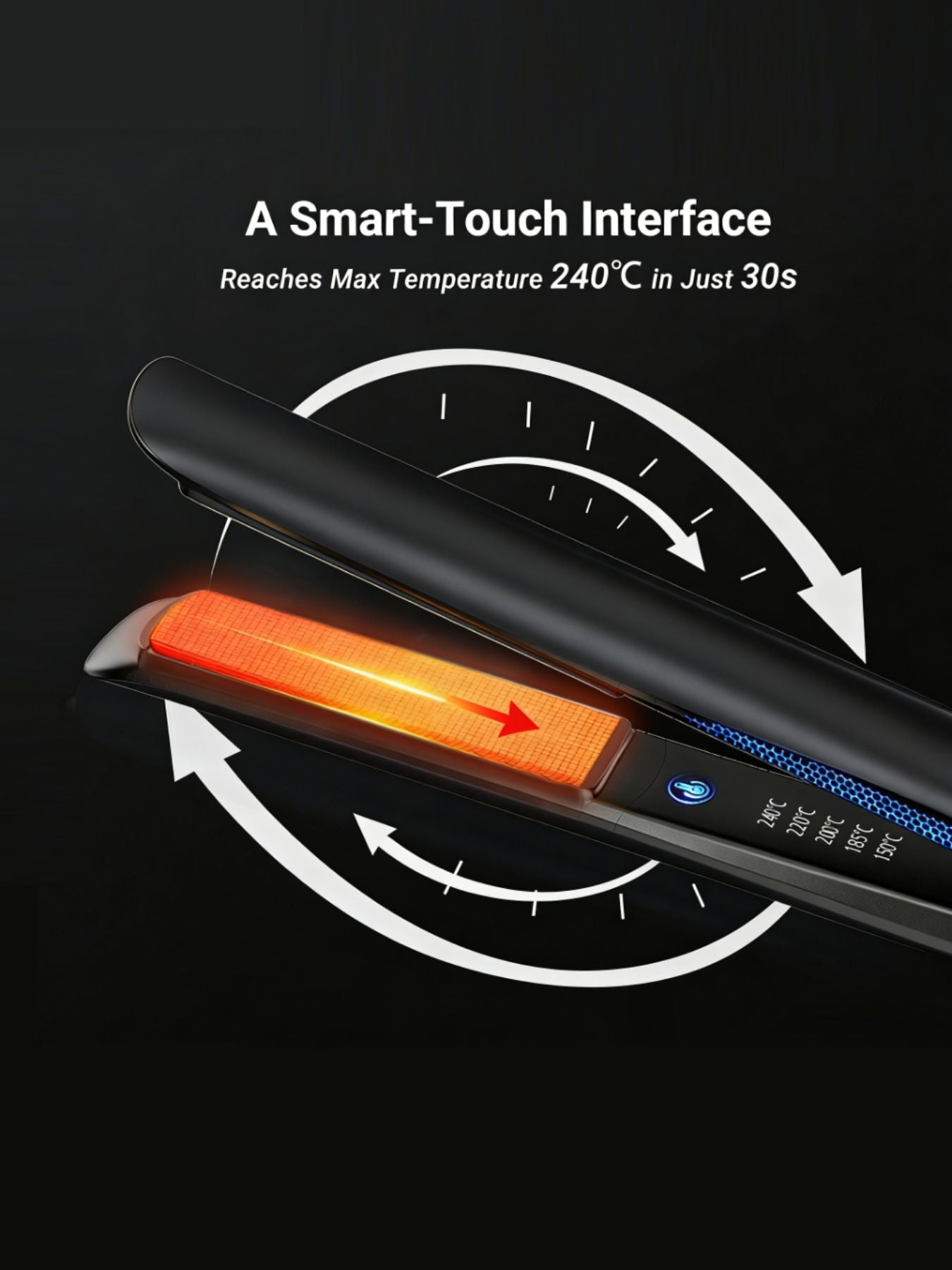 Black adjustable temperature hair straightener by Trendsi with North American plug, designed for versatile styling.