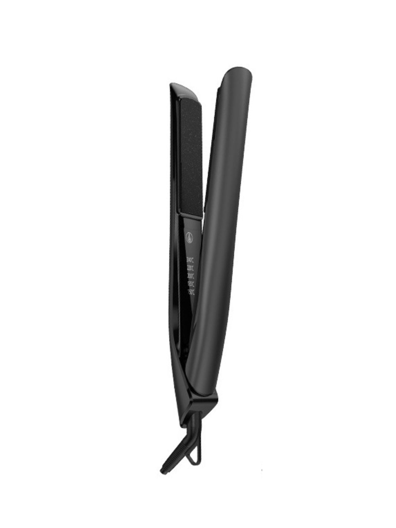 Black Trendsi adjustable temperature hair straightener with North American plug and sleek design.
