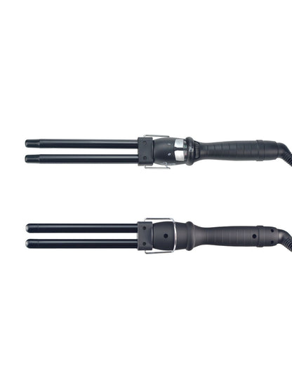 Black Trendsi fast heating curling iron with North American plug, featuring a slim barrel and ergonomic handle for easy styling.