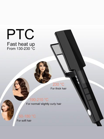 Black Trendsi fast heating hair straightener with North American plug, sleek design, and ceramic plates for smooth styling.