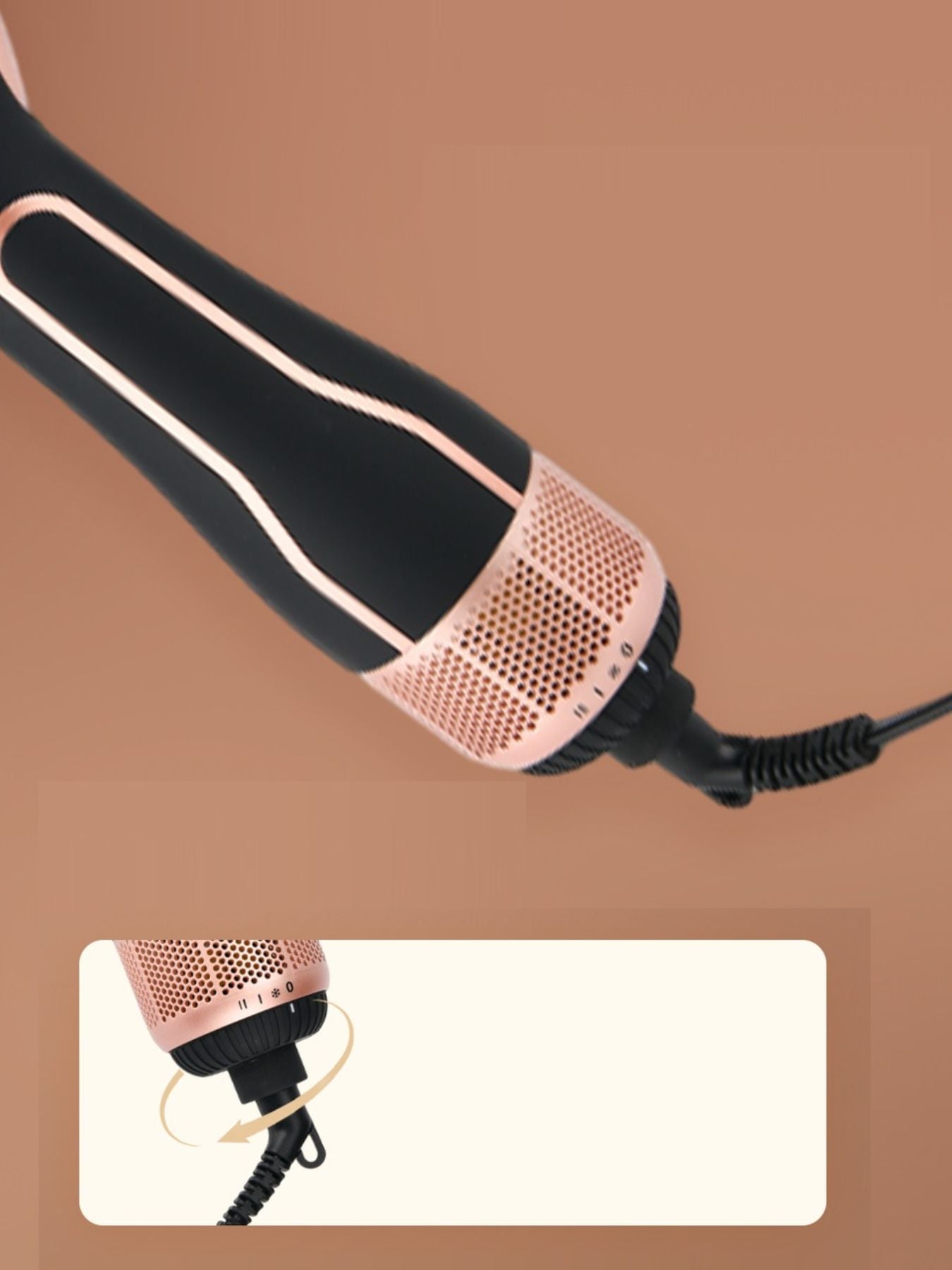 Black Trendsi hot air brush with North American plug for fast heating and styling, ideal for quick hair drying and smoothing.