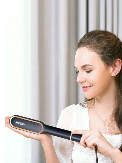 Black Trendsi fast heating straightening comb with North American plug, designed for quick hair styling and smoothing.