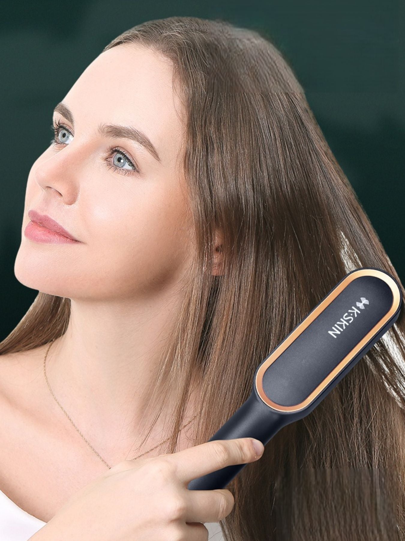 Black Trendsi fast heating straightening comb with North American plug, designed for quick and easy hair styling.