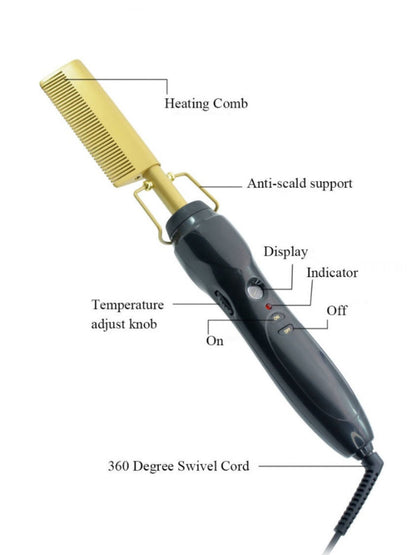 Black heated straightening comb by Trendsi with North American plug, designed for smooth, straight hair styling.