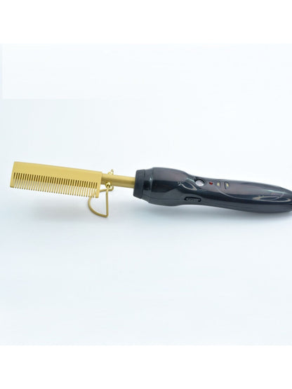 Black heated straightening comb by Trendsi with North American plug, designed for sleek, straight hair styling.