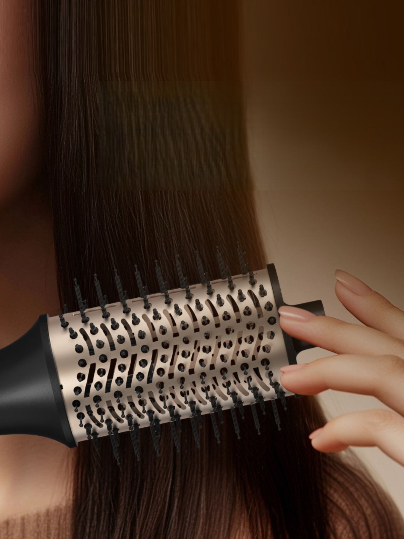 Black Trendsi multifunctional hot air brush with North American plug for styling and drying hair.