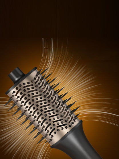 Black Trendsi multifunctional hot air brush with North American plug, showing a sleek design and styling attachments for versatile hair styling.