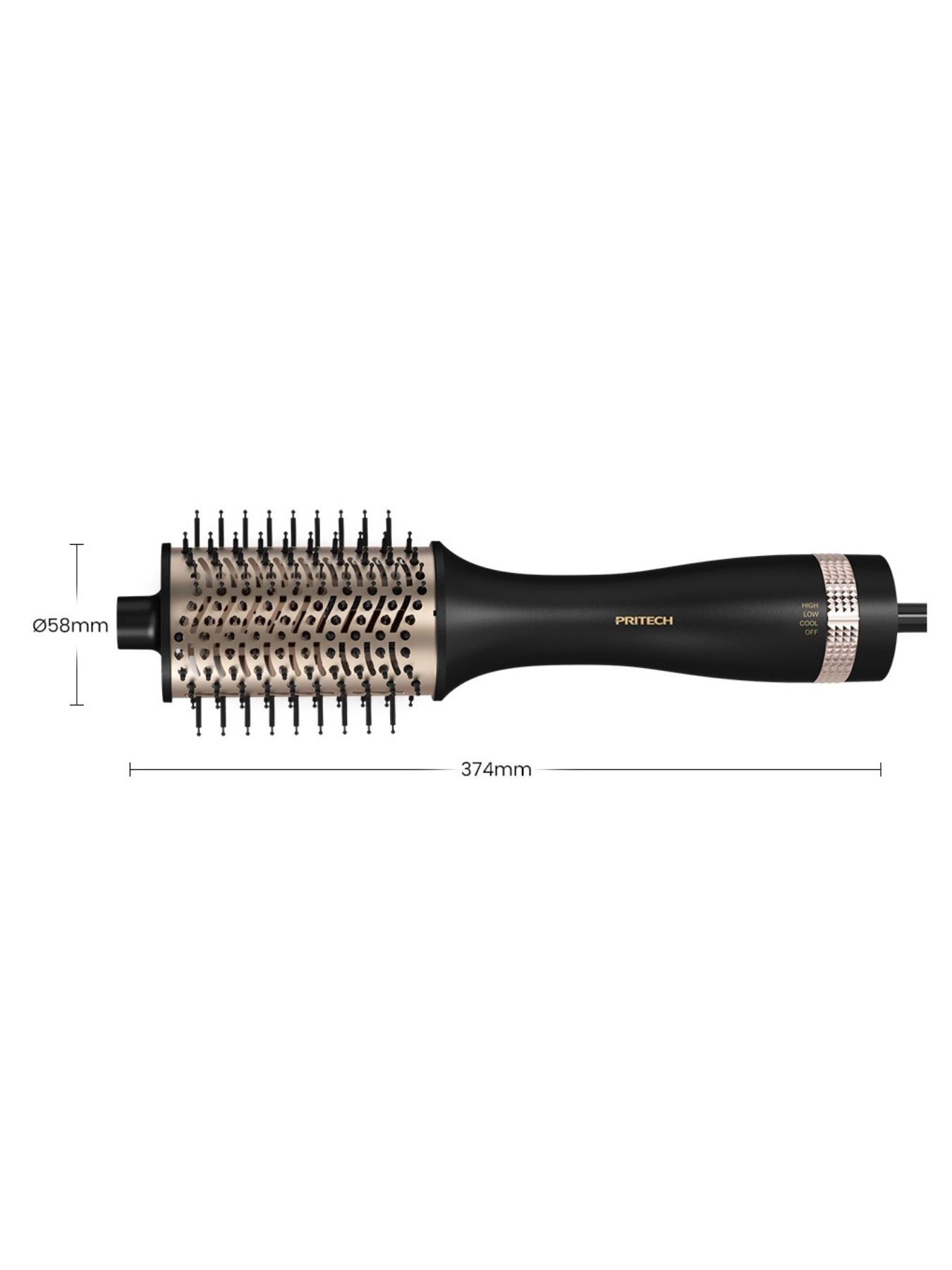 Black Trendsi multifunctional hot air brush with North American plug, showcasing its design and features for styling hair.