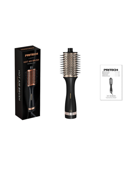 Black Trendsi multifunctional hot air brush with North American plug, showcasing its ergonomic design and styling features.