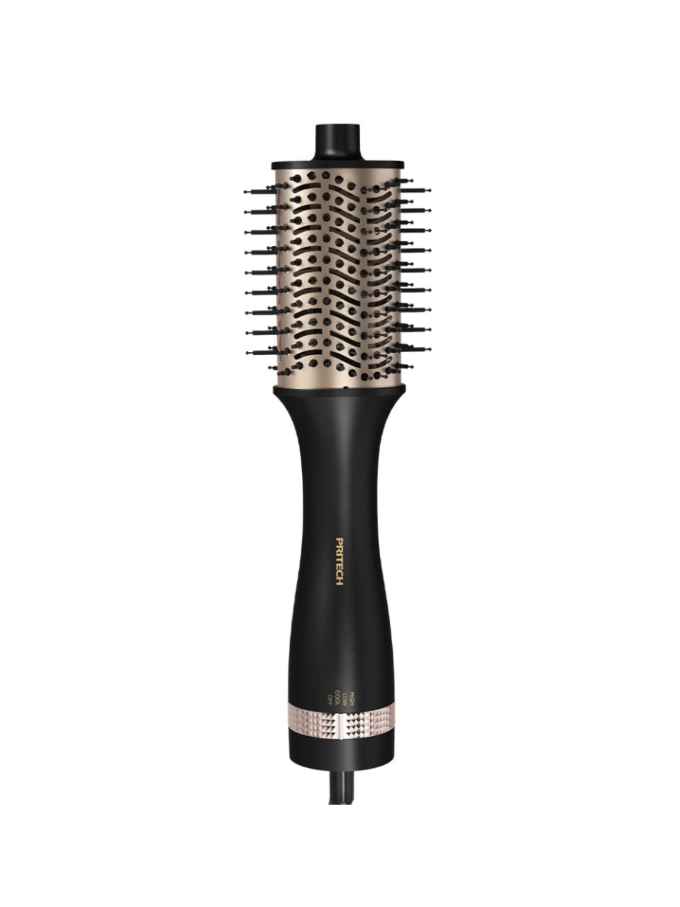 Black Trendsi multifunctional hot air brush with North American plug, showcasing its ergonomic design and versatile styling features.