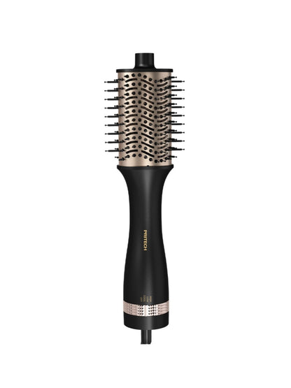 Black Trendsi multifunctional hot air brush with North American plug, showcasing its ergonomic design and versatile styling features.