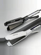 Black professional ceramic tourmaline hair straightener with North American plug, designed for smooth, shiny hair styling.