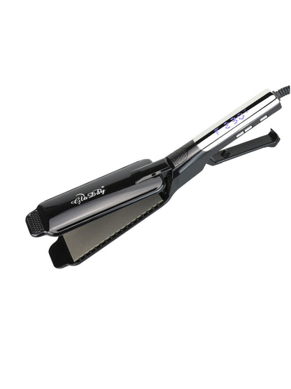 Black professional ceramic tourmaline hair straightener with North American plug, designed for smooth, sleek styling by Trendsi.