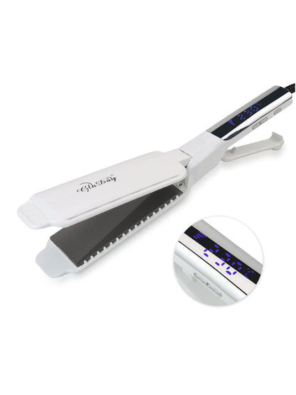 Black professional ceramic tourmaline hair straightener with North American plug, designed for smooth, sleek styling.