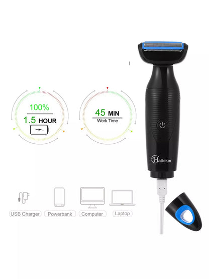 Trendsi black 6-in-1 grooming kit with USB rechargeable waterproof design for hair removal and grooming.