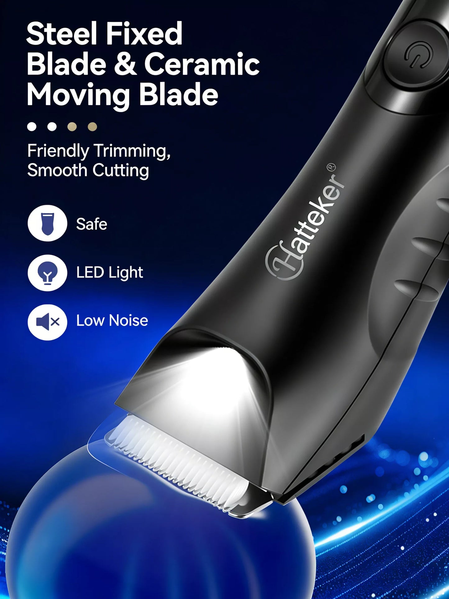 Portable waterproof Trendsi ceramic blade hair removal device in black, compact and designed for easy, on-the-go use.