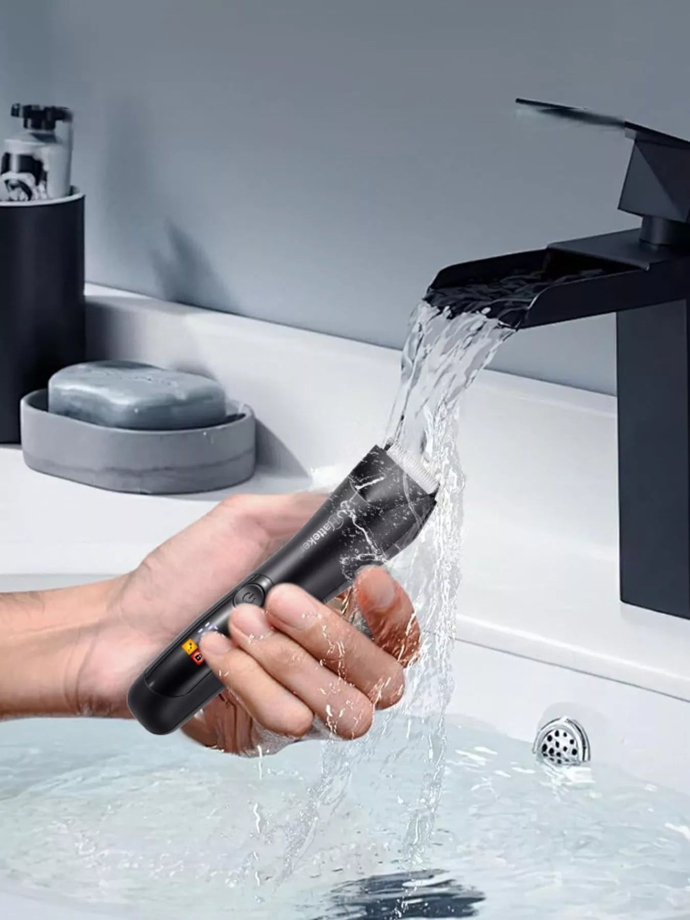 Black portable waterproof ceramic blade hair removal device by Trendsi, compact and designed for easy, effective hair removal.