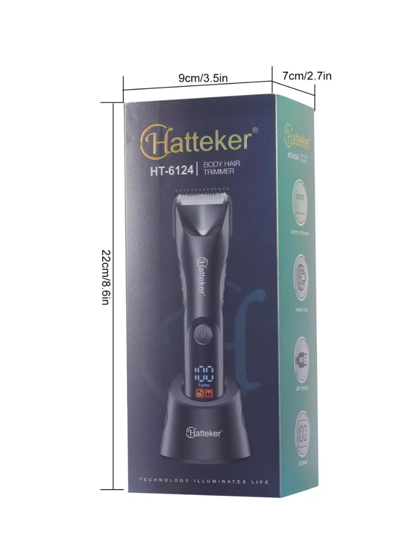 Black portable ceramic blade hair removal device, waterproof and compact, ideal for quick grooming by Trendsi.