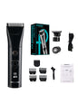 Black cordless rechargeable hair clipper from Trendsi, showing a sleek design with adjustable blades and ergonomic grip.