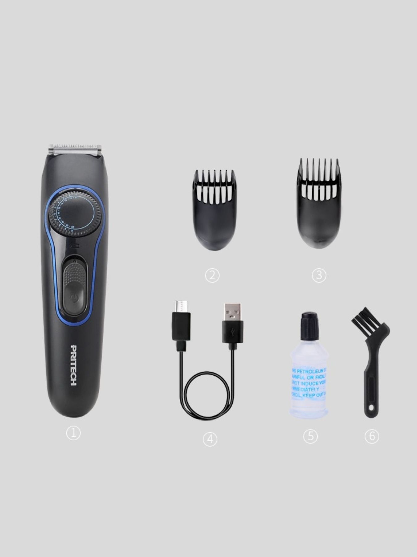 Black cordless rechargeable hair clipper from Trendsi, shown with adjustable blades and ergonomic design for easy grooming.