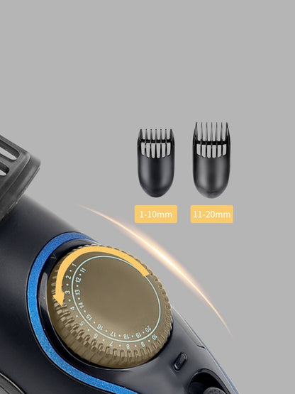 Black cordless rechargeable hair clipper by Trendsi with ergonomic design and adjustable blades for easy hair cutting.