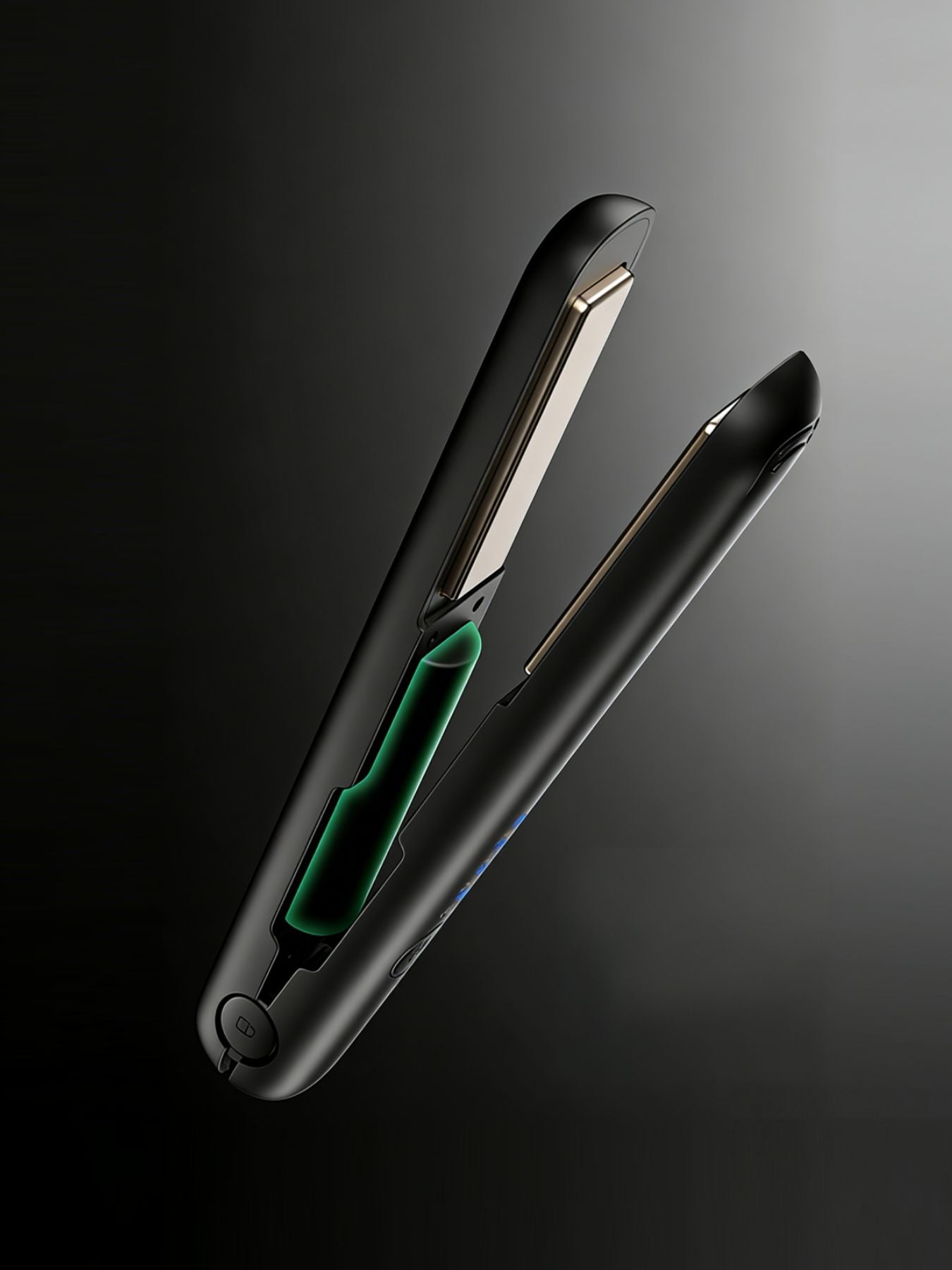 Black cordless rechargeable hair straightener from Trendsi with a sleek design for easy styling on the go.