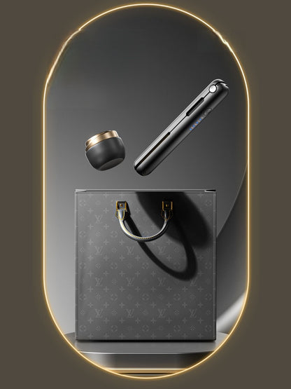 Black cordless rechargeable hair straightener from Trendsi, lightweight and sleek for easy styling on the go.
