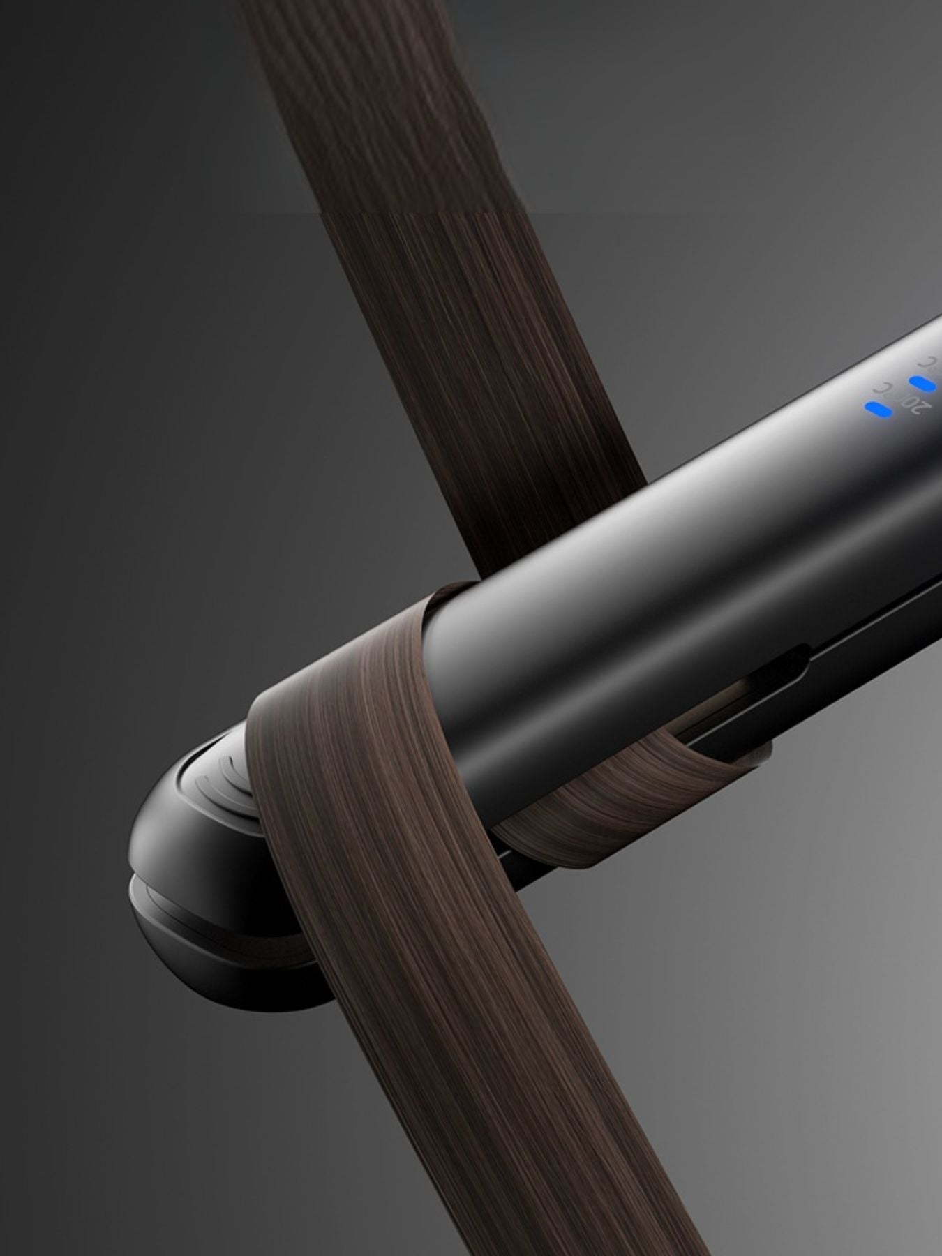 Black cordless rechargeable hair straightener by Trendsi, compact and sleek with ceramic plates for quick styling.