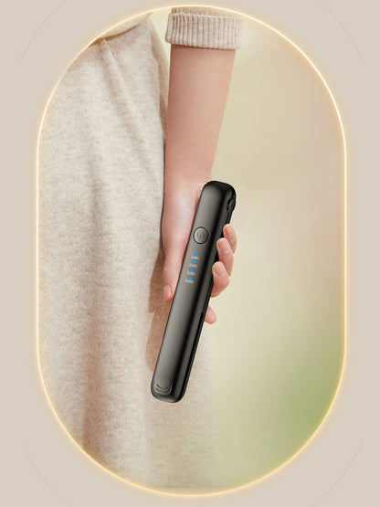 Black cordless rechargeable hair straightener from Trendsi with a sleek design, ideal for portable styling.