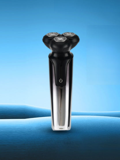 Black Trendsi electric rotary shaver with three rotary blades and ergonomic handle for smooth, close shaving.