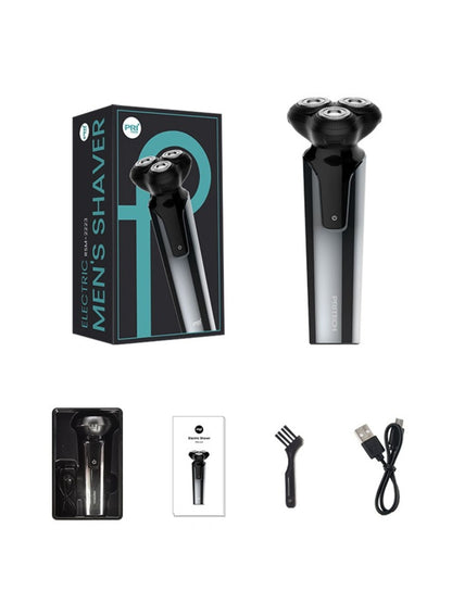 Black Trendsi electric rotary shaver with multiple rotary blades and ergonomic handle for a close, comfortable shave.
