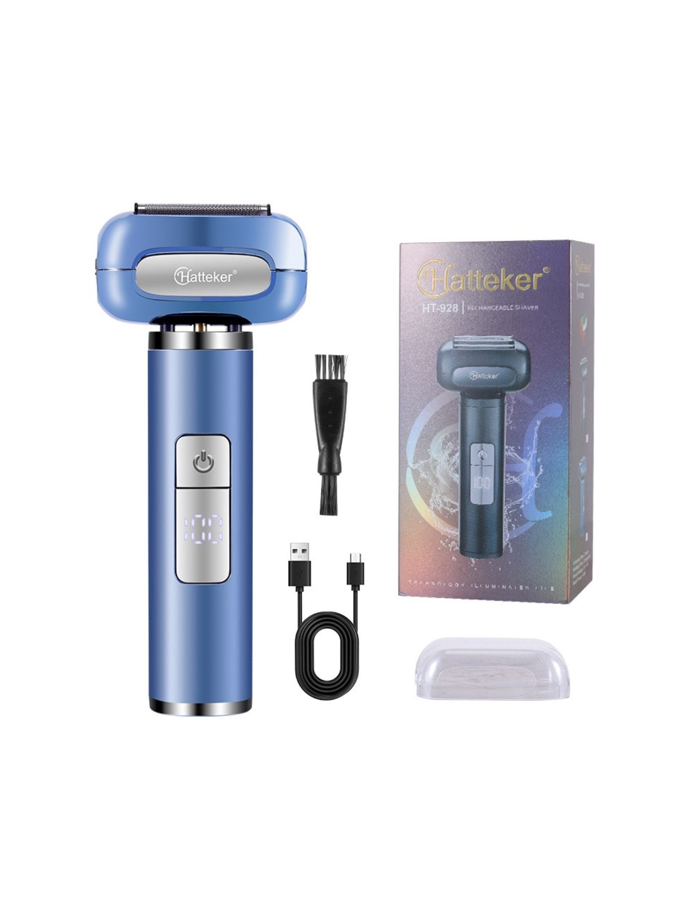 Black Trendsi electric shaver with LED display showcasing a sleek, one-size design for precise grooming.