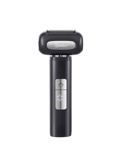 Black electric shaver with LED display from Trendsi, featuring a sleek design and one-size-fits-all grooming head.