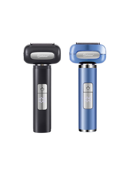 Black electric shaver with LED display from Trendsi, featuring a sleek design and one-size-fits-all functionality.