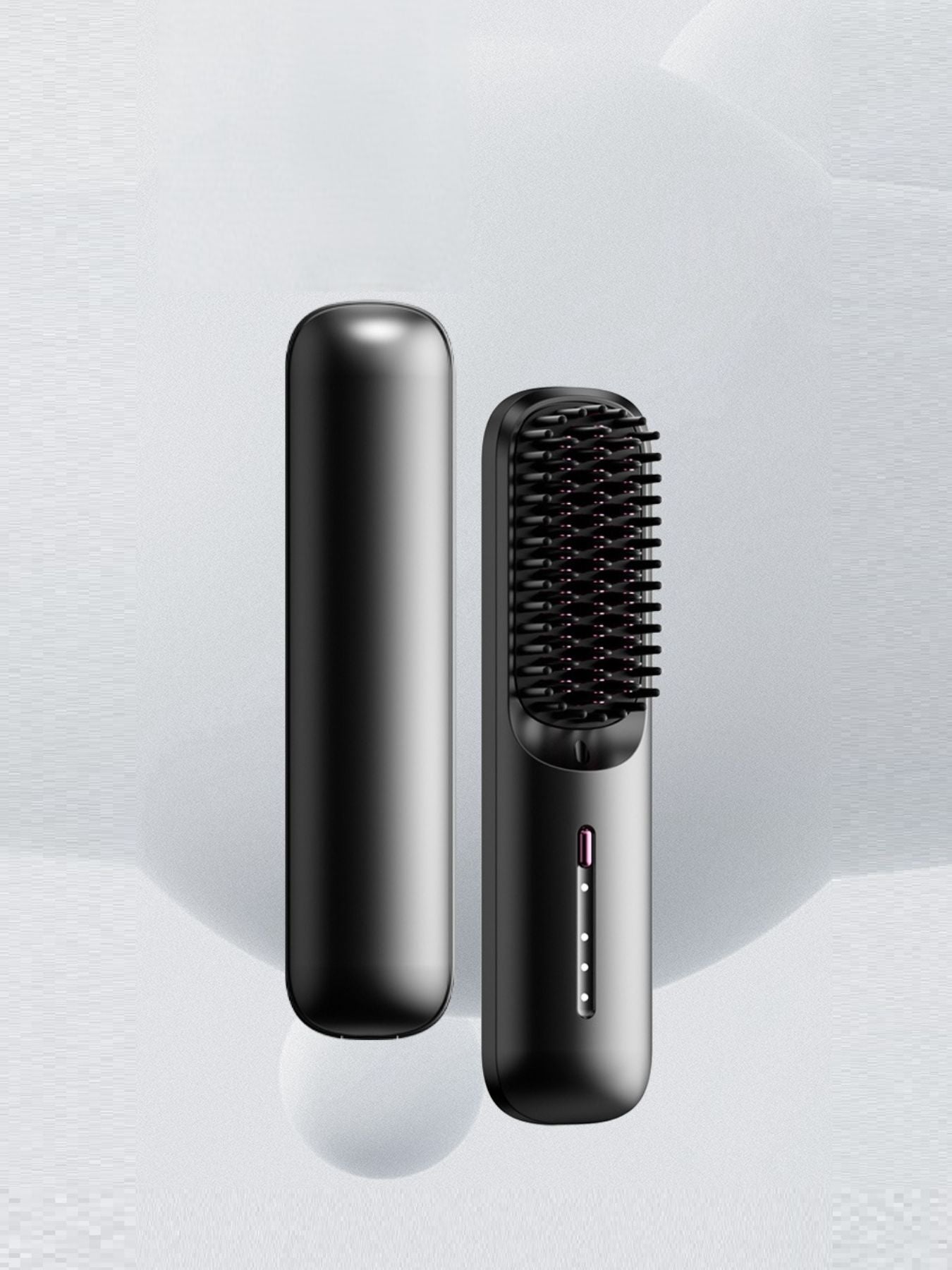 Black Trendsi hair straightening comb with LED display, showcasing its sleek design and digital temperature control.