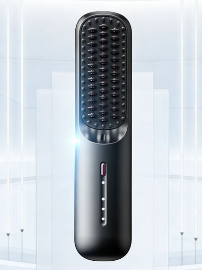 Black Trendsi hair straightening comb with LED display showing temperature and settings, designed for smooth, straight hair.