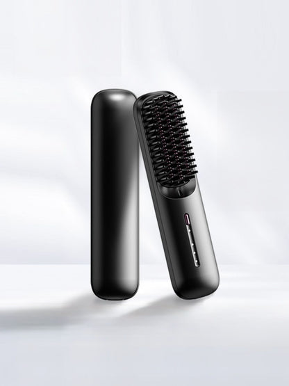 Black hair straightening comb with LED display from Trendsi, showing the comb's sleek design and digital temperature control.