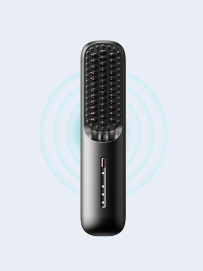Black Trendsi hair straightening comb with LED display showing temperature and settings, designed for quick and easy styling.
