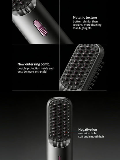 Black Trendsi hair straightening comb with LED display, showing temperature settings and sleek design for styling convenience.